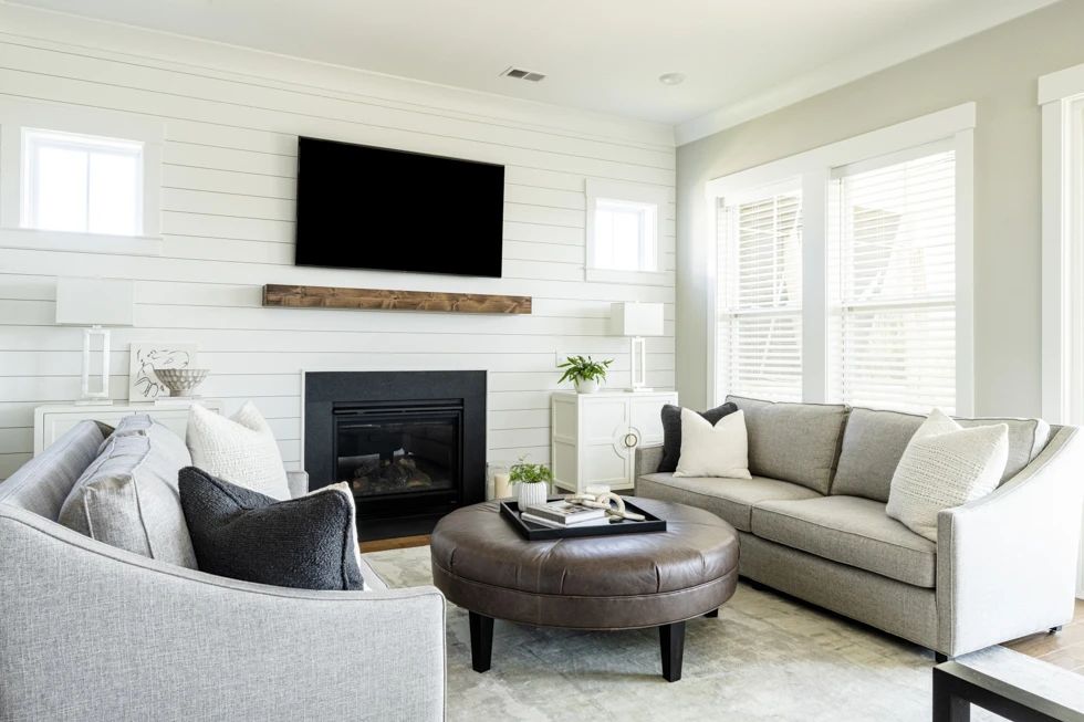 Living room interior design portfolio by Charleston, SC designer Ryan-Marie Preuss